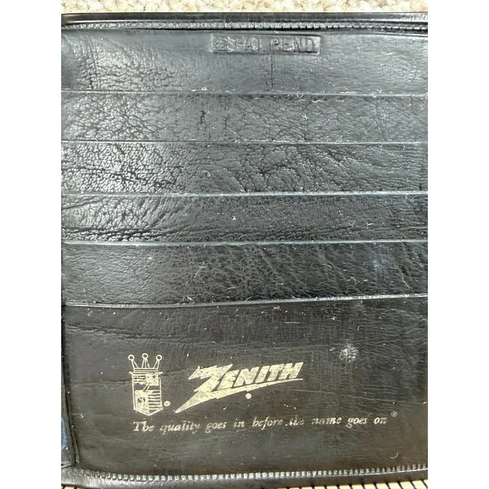 Vintage Zenith Black Leather Bifold Wallet Warren Distributing Co Raleigh NC